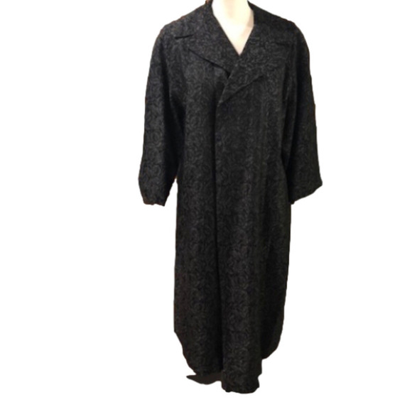 VINTAGE 1960s Black Brocade Jackie O' Style Swing Coat Size M/L - Picture 7 of 10
